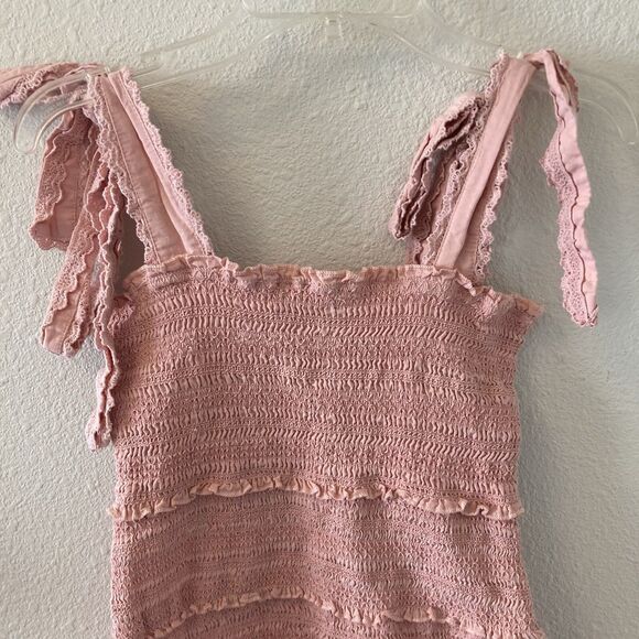 Chelsea & Violet Dress Tiered Smocked Ruffle Square Neck Pink Mini Dress Size XS - Picture 8 of 15